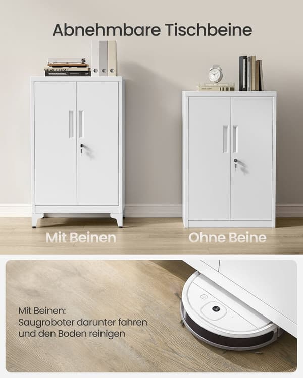 Rootz Lock Cabinet - Sikker opbevaring - Stålskaber - Nøgle Låsbar - Hvid - 40 cm x 60 cm x 90 cm