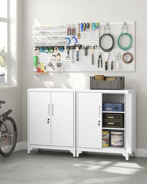 Rootz Lock Closet 2 Dörrar - Stålskåp - Lagringsenhet - Hållbar & rymlig - 40 x 80 x 90 cm vit