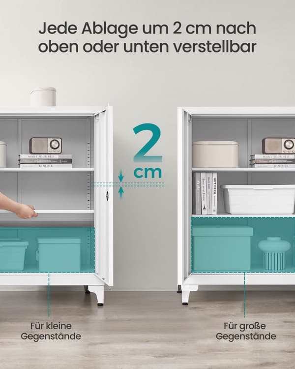Rootz Lock Closet 2 Dörrar - Stålskåp - Lagringsenhet - Hållbar & rymlig - 40 x 80 x 90 cm vit
