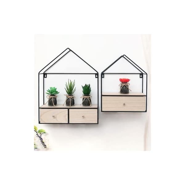 Caisson med lådor - BIGBUY HOME - 112000 - Metall - Svart och Natur - 1 Låda
