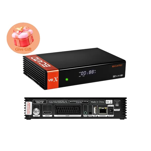 Satellite TV-modtager, DVB-S/S2/S2X understøttelse, indbygget 2.4G WIFI,ecamd v8x