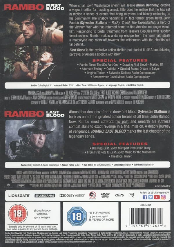 Rambo / First blood & Last blood (Ej svensk text (2 DVD)