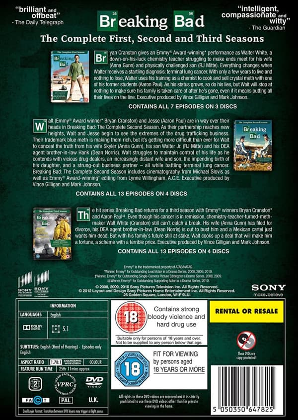 Breaking bad / Säsong 1-3 (Ej svensk text) (11 DVD)