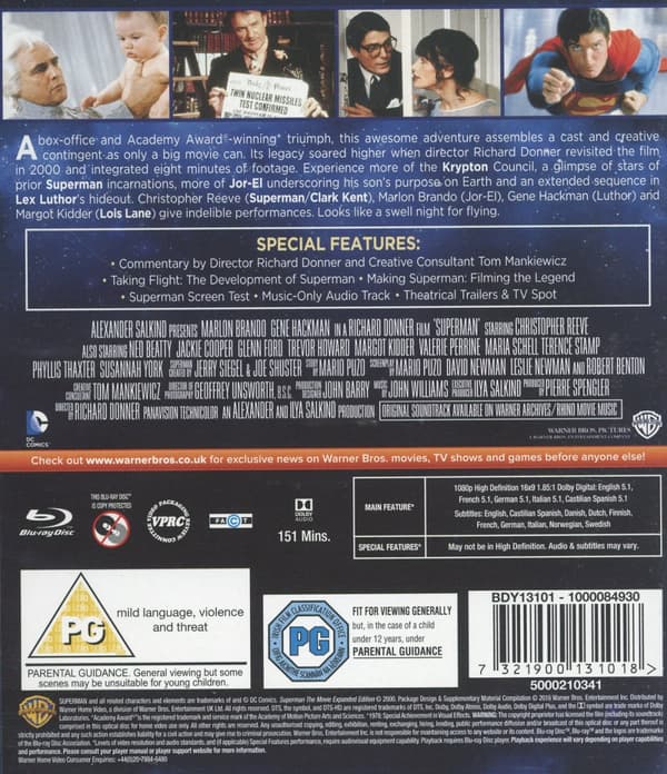 Superman 1 / The Movie 1978 (Blu-ray)
