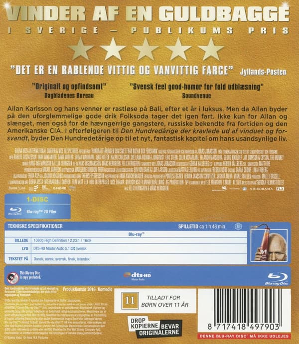 Hundraettåringen som smet från.. (Danskt omslag) (Blu-ray)