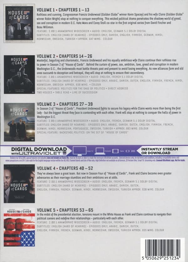 House of cards / Säsong 1-5 (20 DVD)