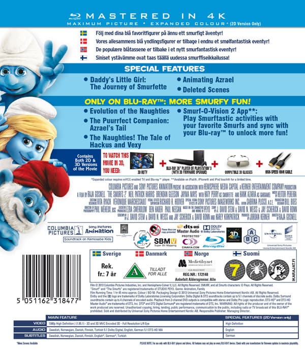 Smurfarna 2 (3D) (Blu-ray 3D + Blu-ray)