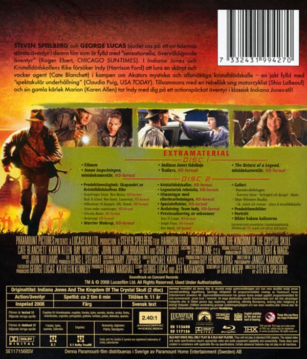 Indiana Jones 4 / Kristalldödskallens rike (2 Blu-ray)