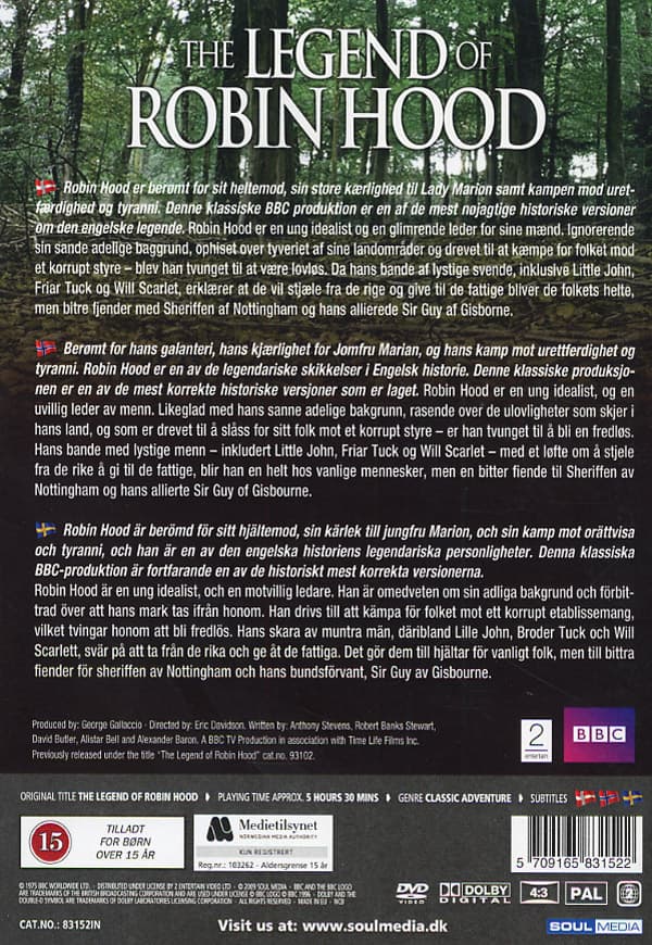 Legenden om Robin Hood / Miniserien (1975) (3 DVD)
