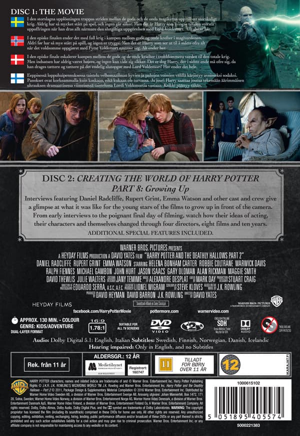 Harry Potter 8 + Dokumentär (2 DVD)