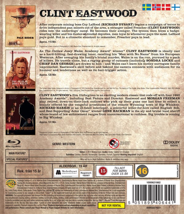 Clint Eastwood / Western collection (3 filmer) (3 Blu-ray)
