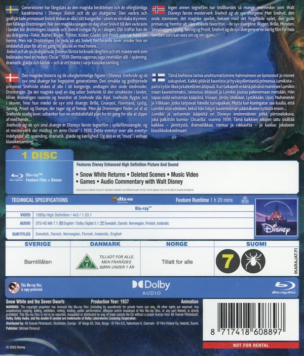 Snövit och de sju dvärgarna (Blu-ray)