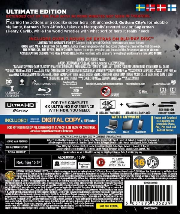 Batman V Superman / Dawn of justice / U.E. (4K Ultra HD + Blu-ray)