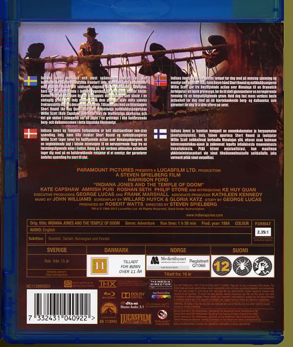 Indiana Jones 2 / De fördömdas tempel (Blu-ray)