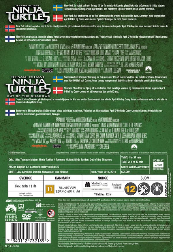 Teenage Mutant Ninja Turtles 1+2 (2014+2016) (2 DVD)