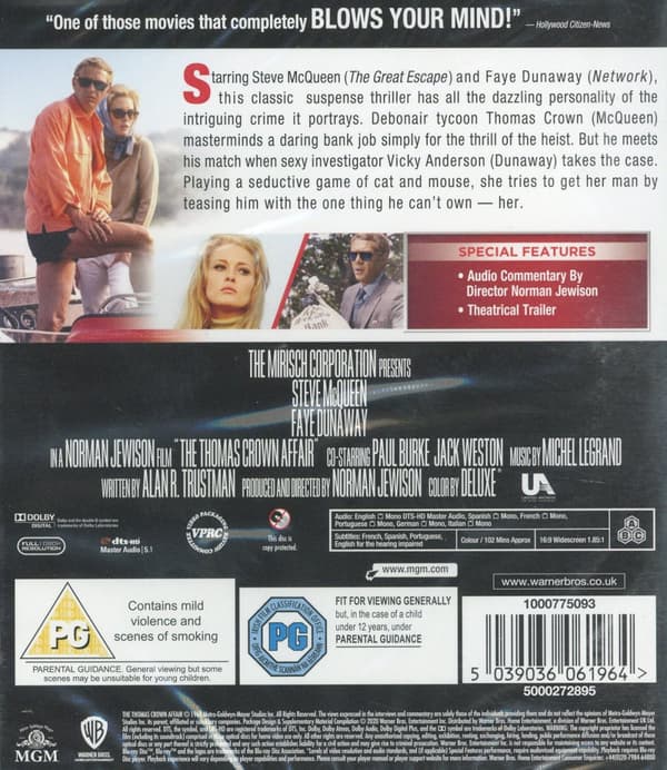 Äventyraren Thomas Crown (1968) (Ej sv text) (Blu-ray)