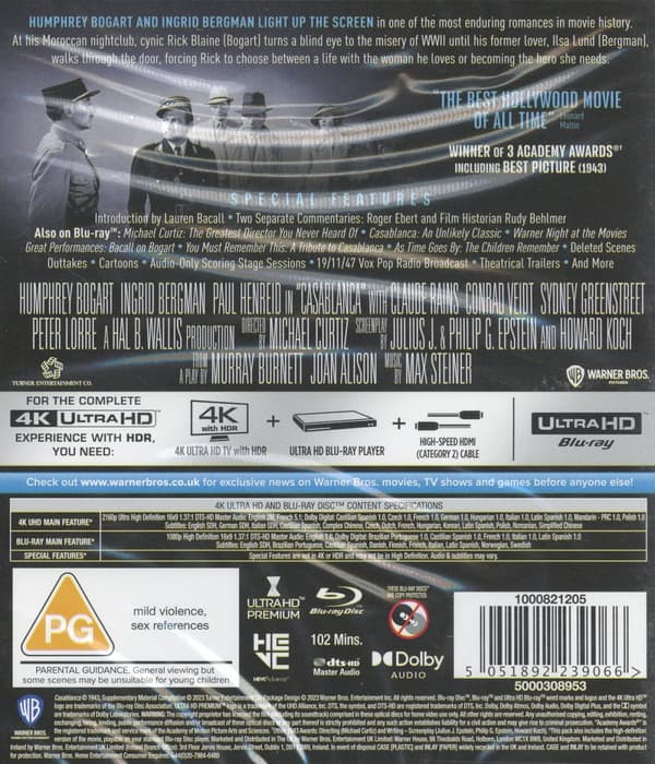 Casablanca (Ej svensk text) (4K Ultra HD + Blu-ray)