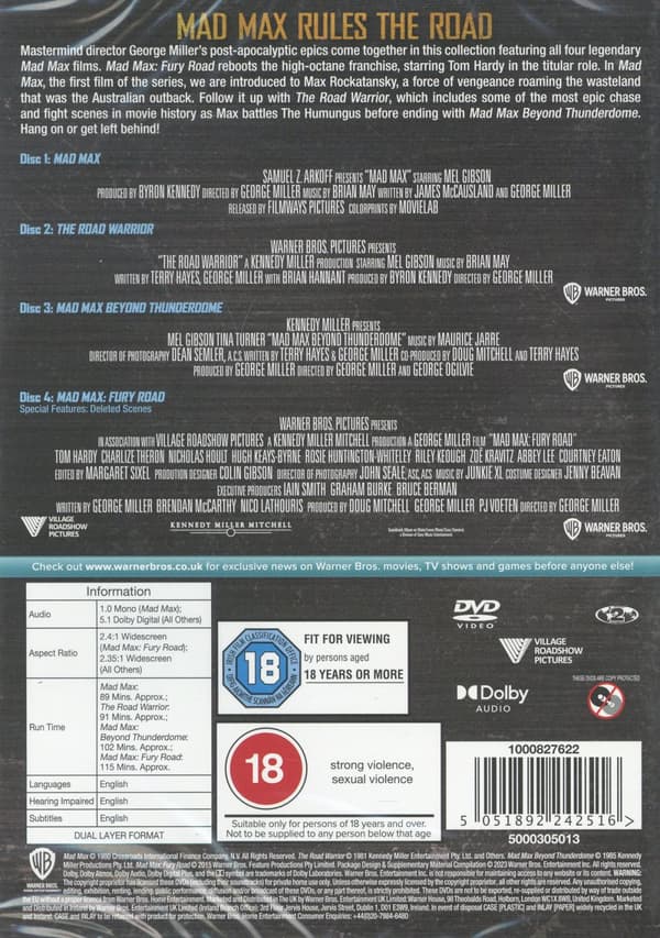 Mad Max 1-4 (Ej svensk text) (4 DVD)