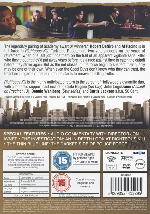 Righteous kill (Ej svensk text) (DVD)