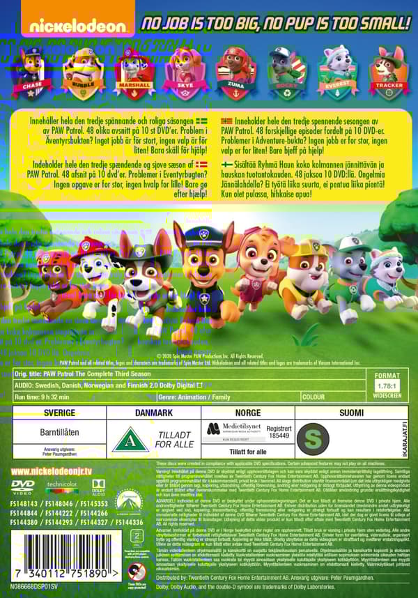 Paw Patrol / Säsong 3 (10 DVD)