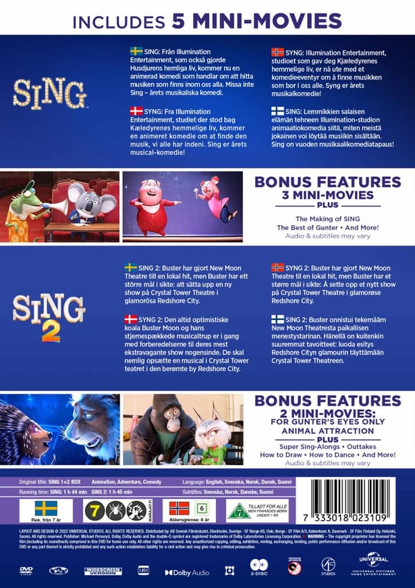 Sing 1+2 (2 DVD)