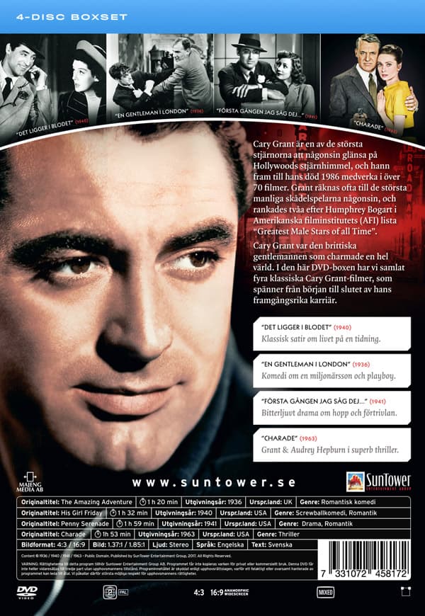 Cary Grant Collection - 4 filmer (4 DVD)
