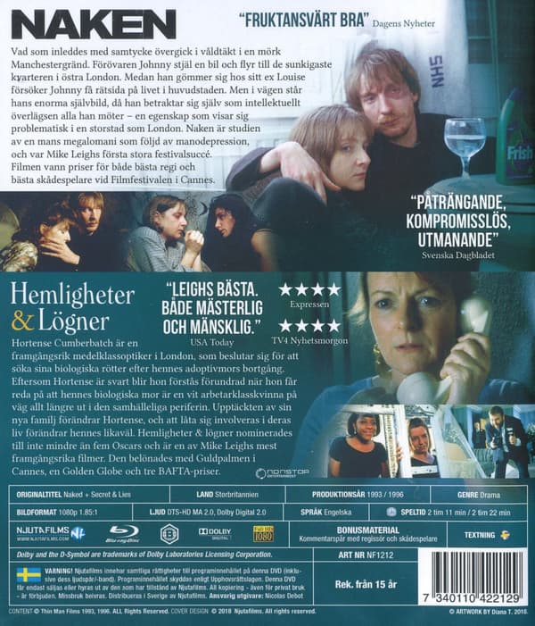 Naken + Hemligheter och lögner (Blu-ray)