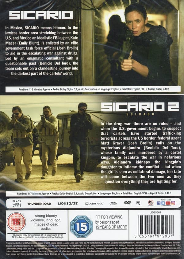 Sicario 1-2 (Ej svensk text) (2 DVD)