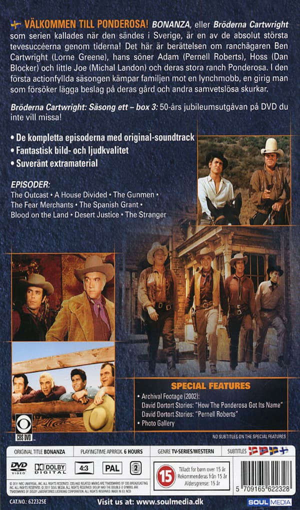 Bröderna Cartwright / Säsong 1 Box 3 (Ej text) (2 DVD)