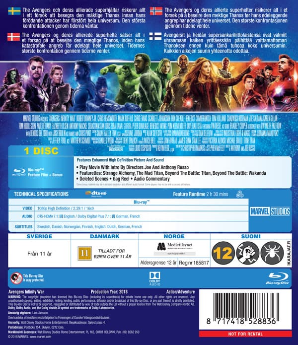 Avengers 3 / Infinity war (Blu-ray)