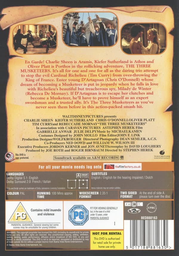 De tre musketörerna 1993 (Ej svensk text) (DVD)