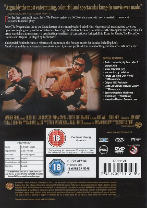 Enter the dragon Uncut (Ej svensk text) (DVD)
