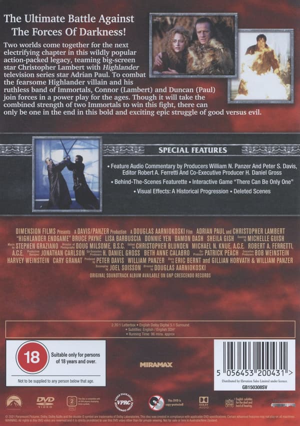 Highlander 4 / Endgame (Ej svensk text) (DVD)