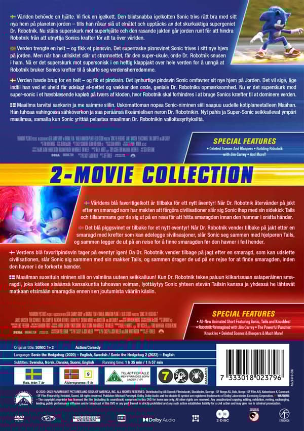 Sonic the Hedgehog 1+2 (2 DVD)