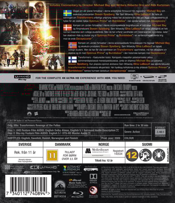 Transformers 2 - Revenge of the fallen (4K Ultra HD + Blu-ray)
