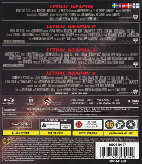 Dödligt vapen 1-4 (4 Blu-ray)
