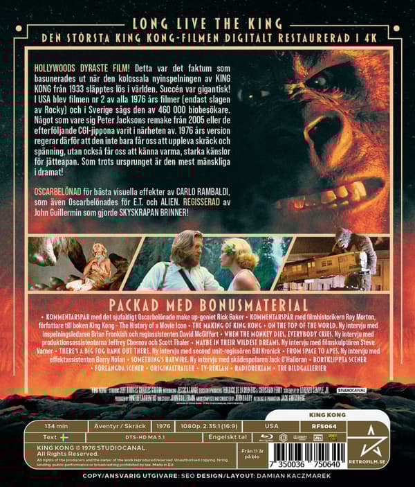 King Kong (1976) - Digitalt restaurerad (Blu-ray)