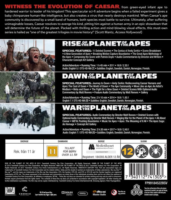 Planet of the apes 1-3 collection (3 Blu-ray)