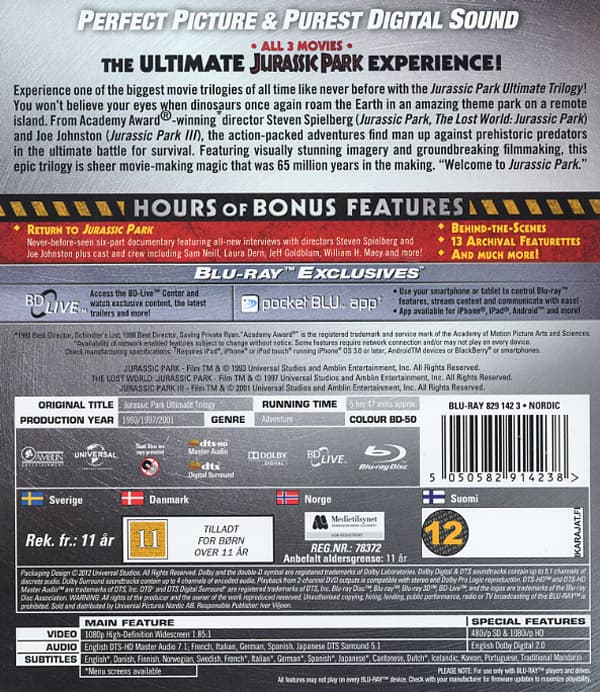 Jurassic Park 1-3 (3 Blu-ray)