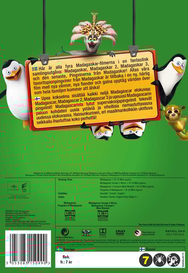 Madagascar 1-3 + Penguins (4 DVD)