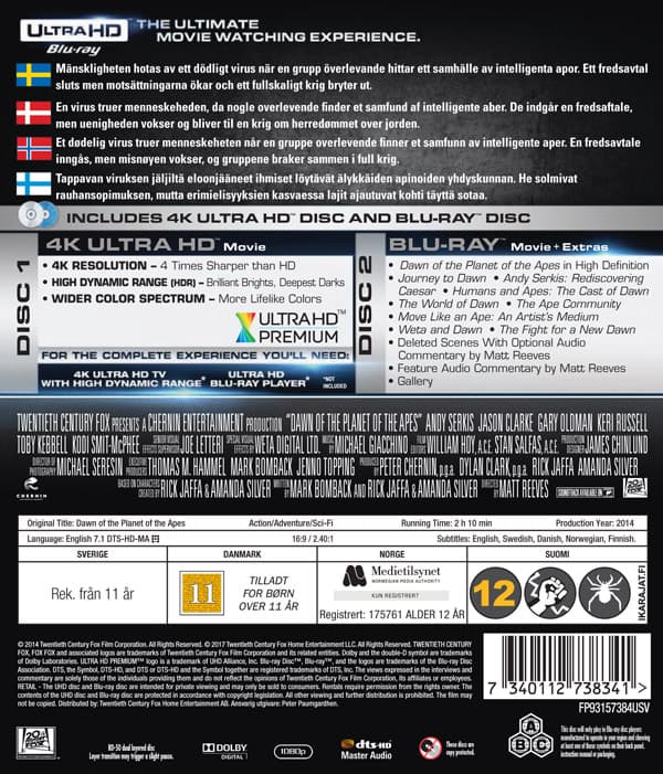 Dawn of the planet of the apes (4K Ultra HD + Blu-ray)