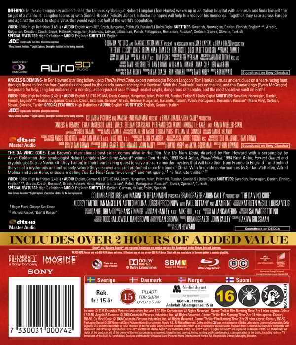 Robert Langdon 1-3 collection (3 Blu-ray)