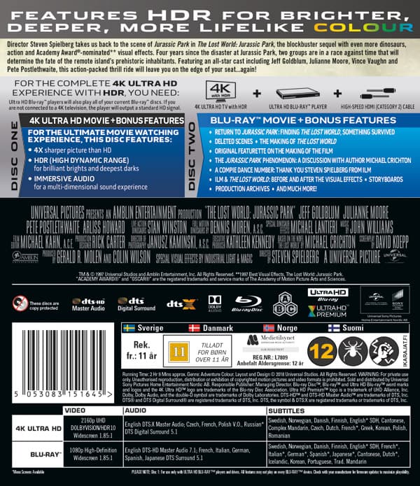 Jurassic Park 2 / Lost world (4K Ultra HD + Blu-ray)
