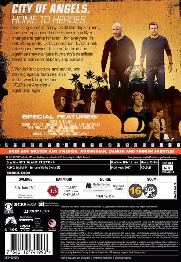 NCIS Los Angeles / Säsong 8 (Ej textad) (6 DVD)