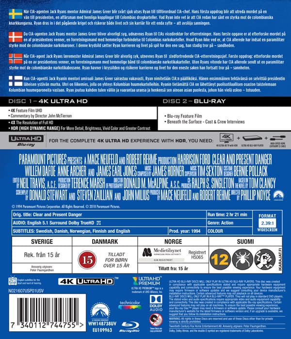 Påtaglig fara (4K Ultra HD + Blu-ray)