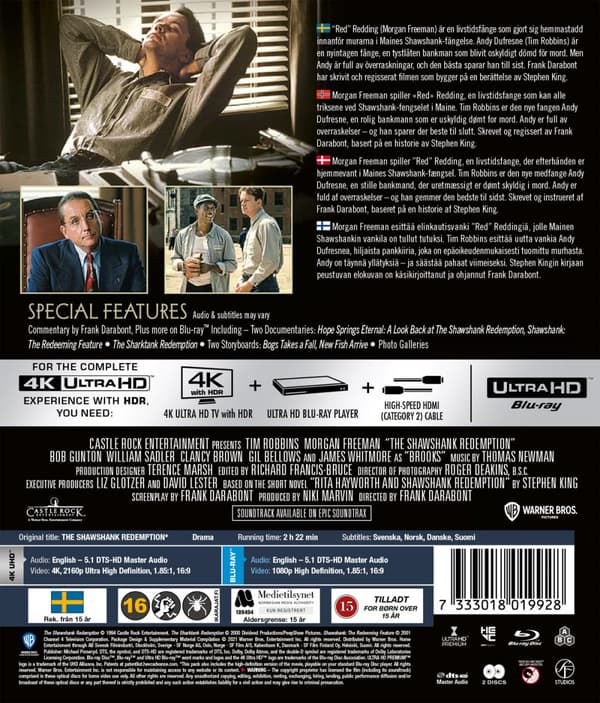 Nyckeln till frihet (Stephen King) (4K Ultra HD + Blu-ray)