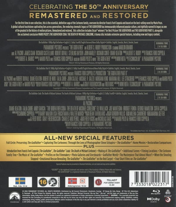 Gudfadern Trilogy (3 Blu-ray)