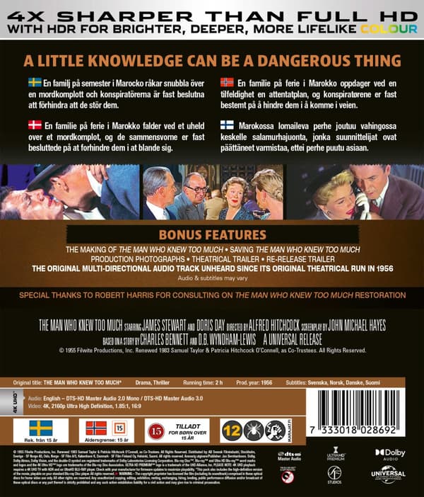 Hitchcock / Mannen som visste för mycket (4K Ultra HD)