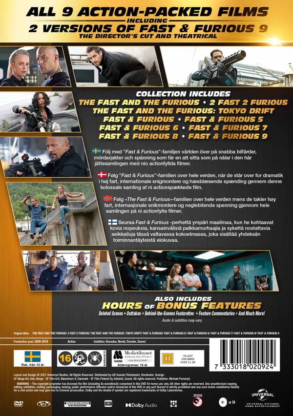 Fast & Furious 1-9 collection (9 DVD)
