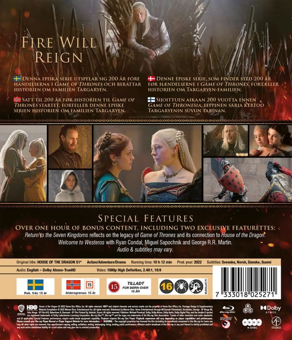 House of the dragon / Säsong 1 (4 Blu-ray)